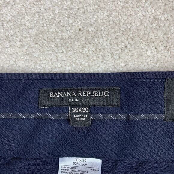 Banana Republic Italian Wool Dress Pant Mens 36 (Fits 38)  Blue Marzotto Stretch - Picture 8 of 14